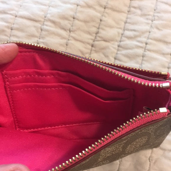 Coach tan and hot pink wristlet. used once. - Picture 3 of 4